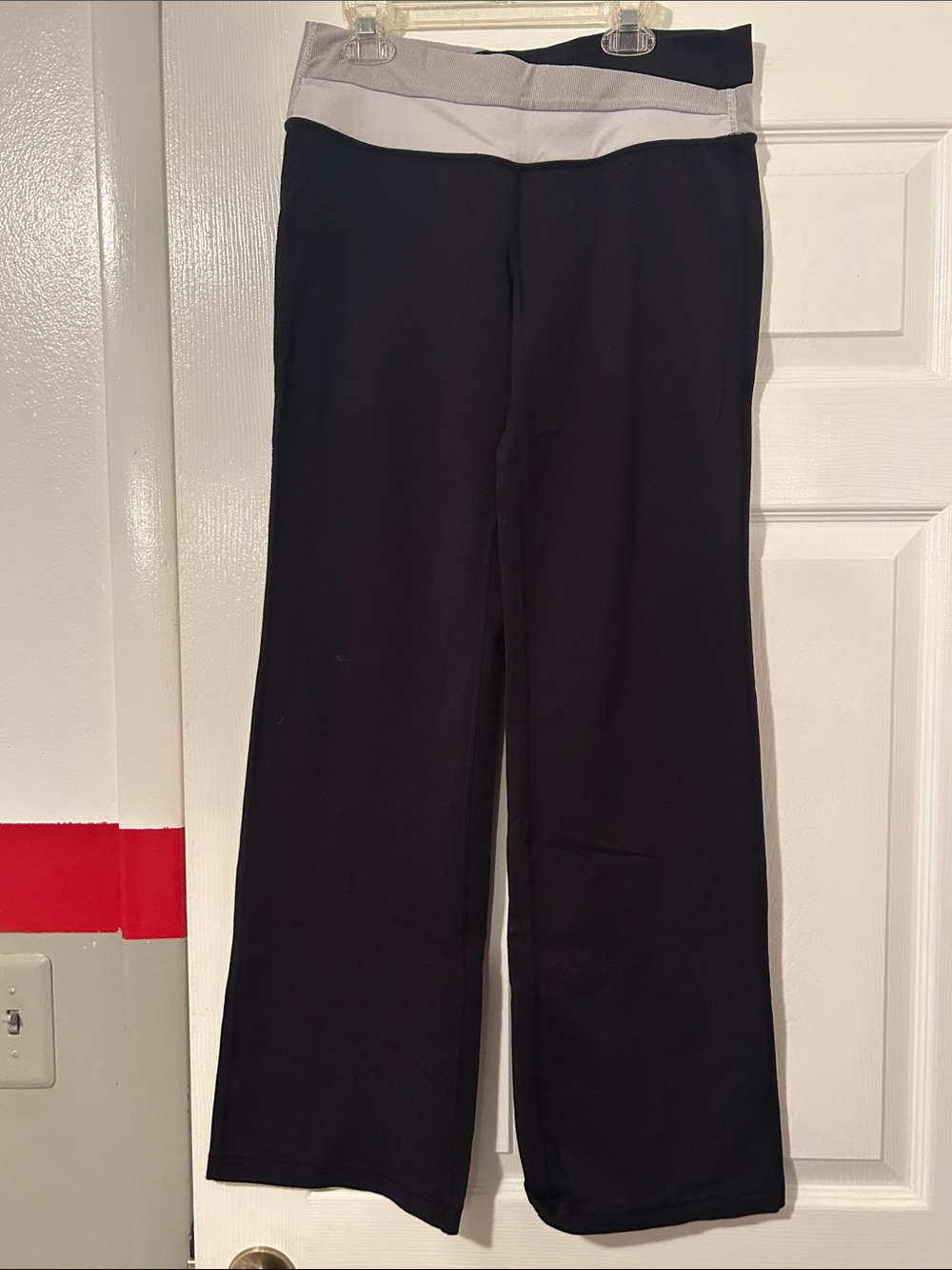 lululemon athletica Black Wide-Leg Pants with Light Gray Waistband